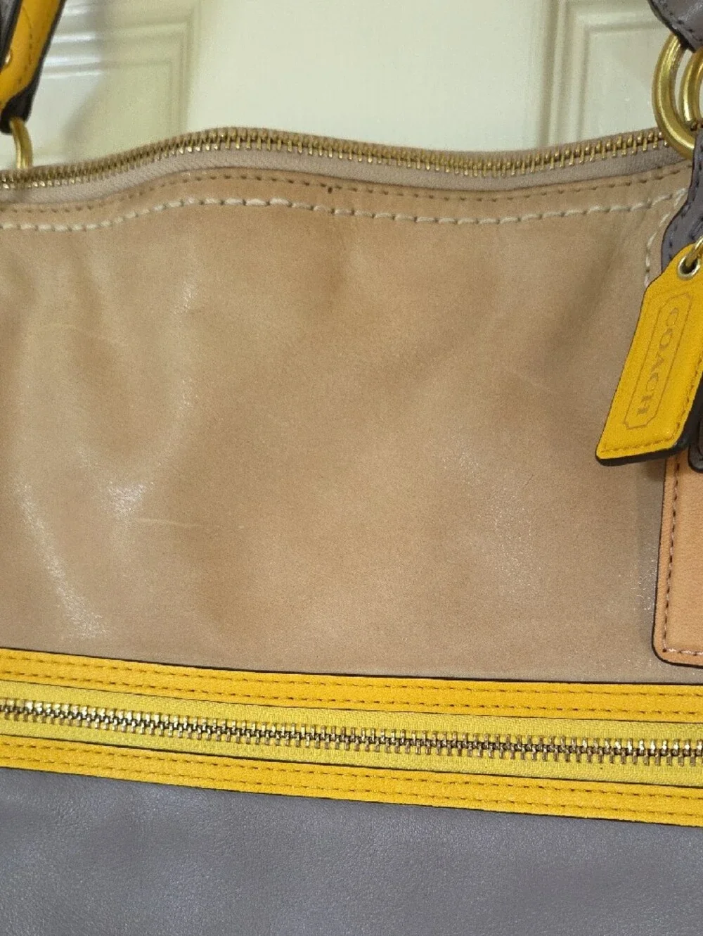 2012 COACH 22430 Poppy HALIE Cappuccino/Oyster Glam Shoulder Tote Bag